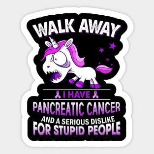 funny pancreatic cancer grumpy unicorn warrior Sticker